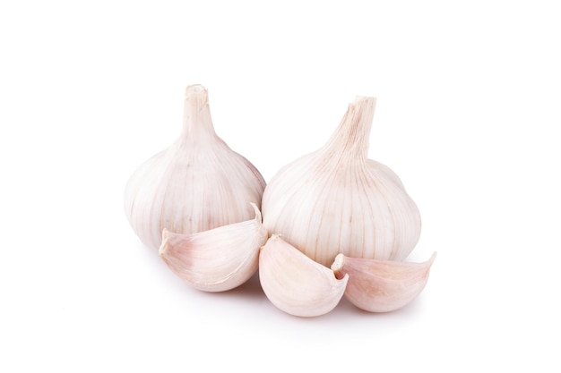 Fresh garlic on white background