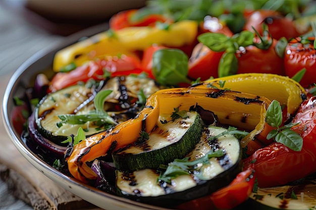 Photo fresh gourmet salad with organic grilled vegetables