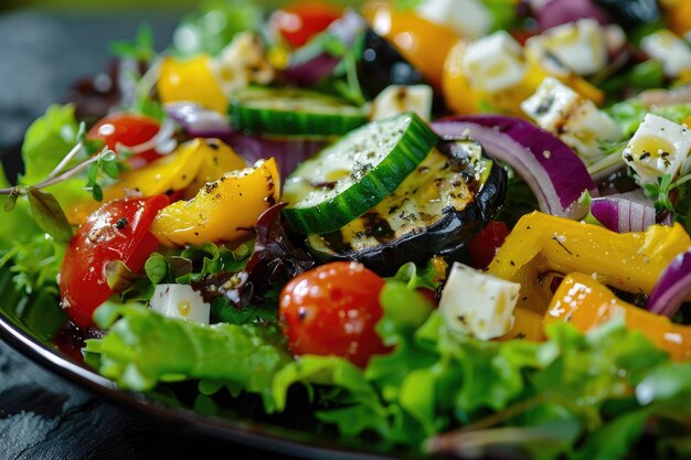 Fresh gourmet salad with organic grilled vegetables