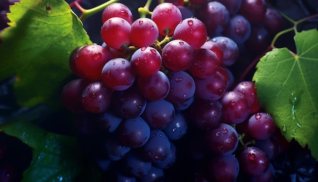 Fresh grape bunches nature juicy sweet and refreshing gourmet snack generated by artificial intelligence