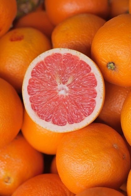 Fresh grapefruits display for sale