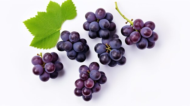 Fresh Grapes Isolated on White Background Vibrant and Juicy Grape Cluster