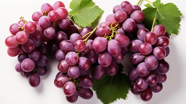 Fresh Grapes Isolated on White Background Vibrant and Juicy Grape Cluster