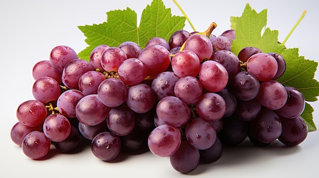 Fresh Grapes Isolated on White Background Vibrant and Juicy Grape Cluster