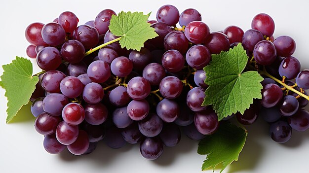 Fresh Grapes Isolated on White Background Vibrant and Juicy Grape Cluster