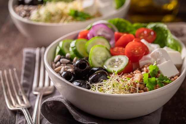 Fresh Greek salad as a balanced meal for diet