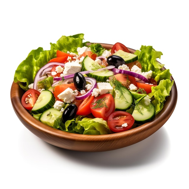 Fresh Greek Salad isolated on white background