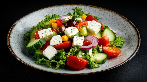 Photo fresh greek salad with feta cheese