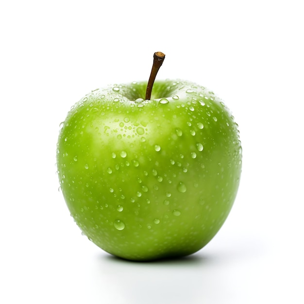 Fresh green apple on white background