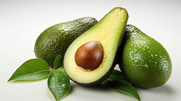 Fresh Green Avocado Fruit on a white background