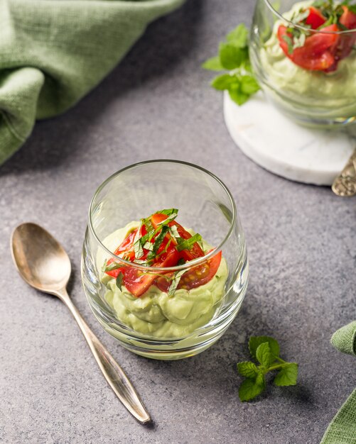 Fresh green avocado mousse