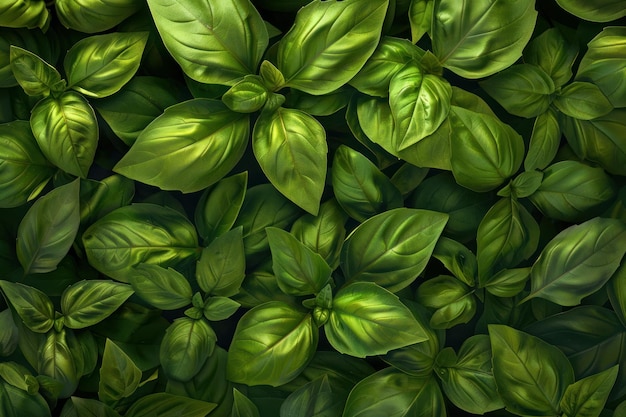 Photo fresh green basil leaves background