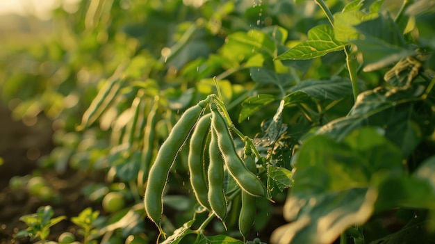 Photo fresh green beans harvested closeup view