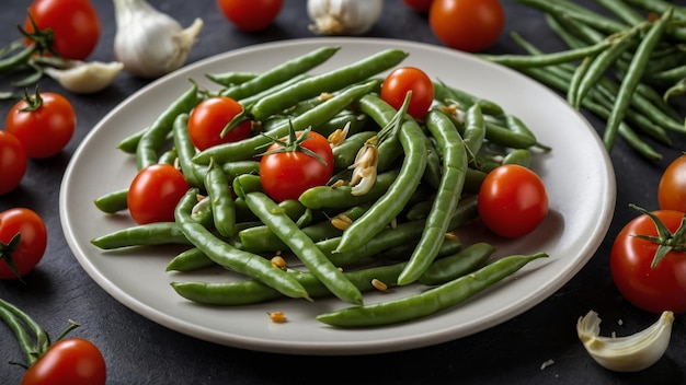 Fresh Green Beans with Garlic and Cherry Tomatoes