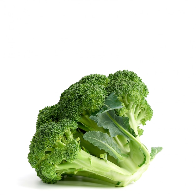 Fresh green broccoli cabbage on white 