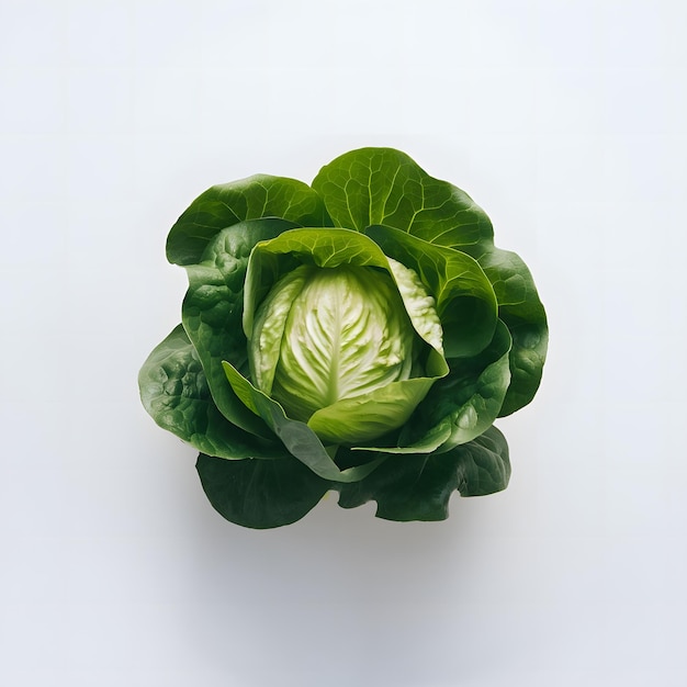 Fresh green cabbage on white background top view