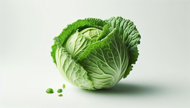 fresh green cabbage white background