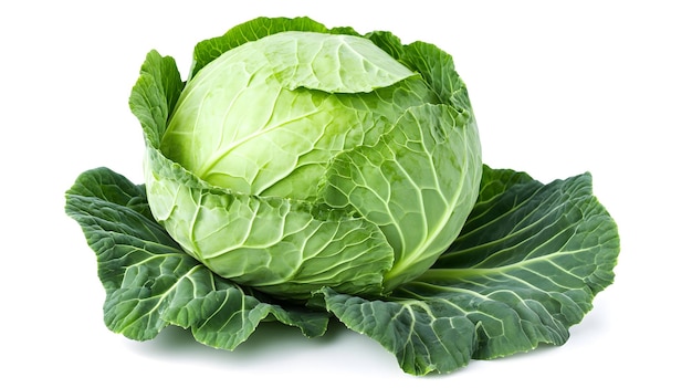 Fresh Green Cabbage on White Background