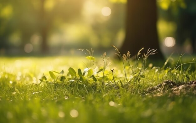 Fresh green garden grass lawn in spring summer