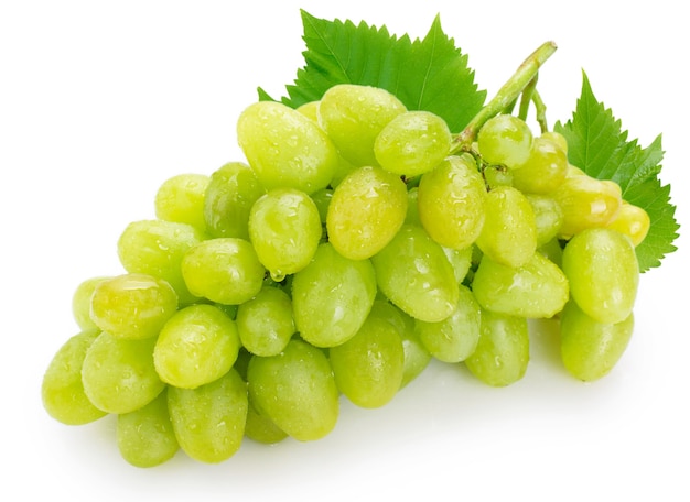 Fresh green grape isolated on white background