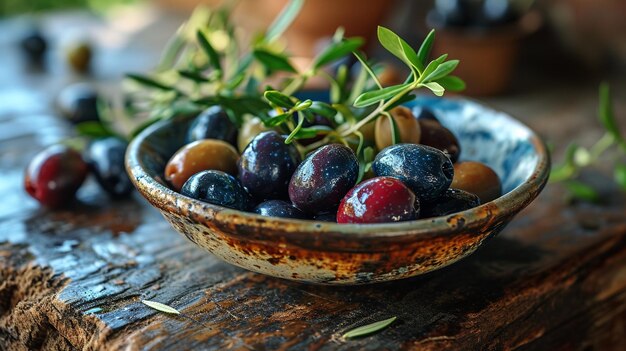 fresh green kalamata and black olives