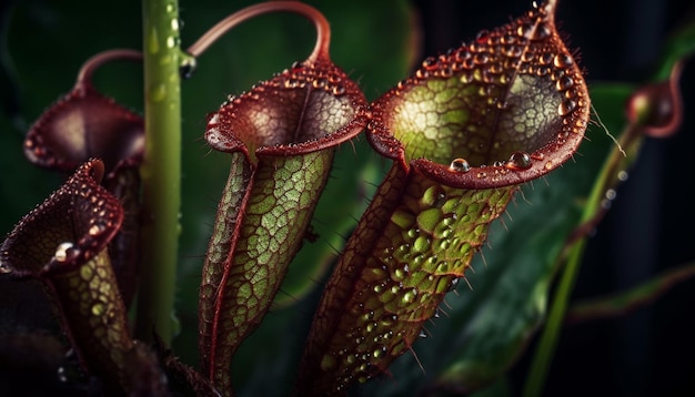 Fresh green leaf growth in tropical rainforest generated by AI