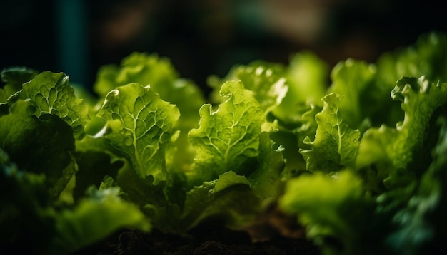 Fresh green leaf vegetable salad for healthy eating generated by AI