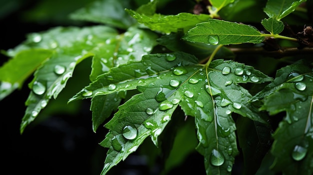 fresh green leaf with water drop relaxation nature concept