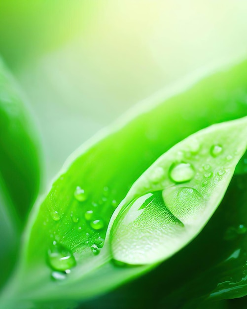 fresh green leaf with water drop