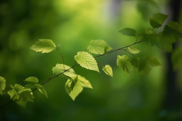 Fresh and green leaves green bokeh on blurred green background Mock up Generative AI