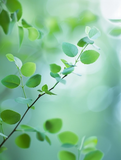 Fresh Green Leaves with Soft Bokeh Background Nature and Tranquility