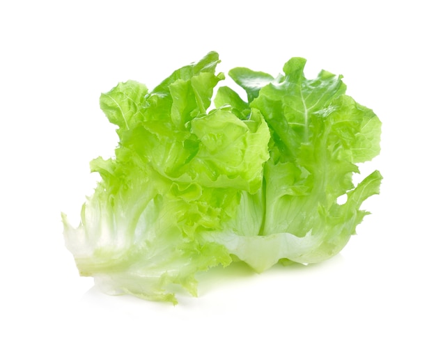 Fresh green lettuce leaves isolated on white