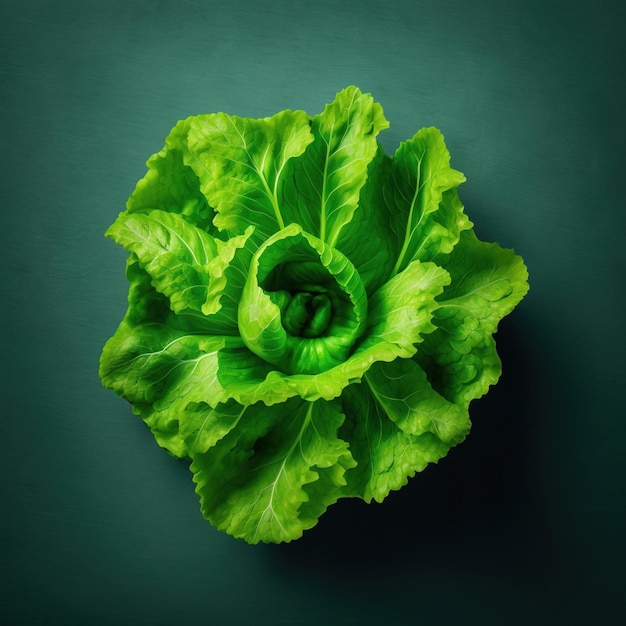 Fresh and green lettuce with flat background simple minimalist