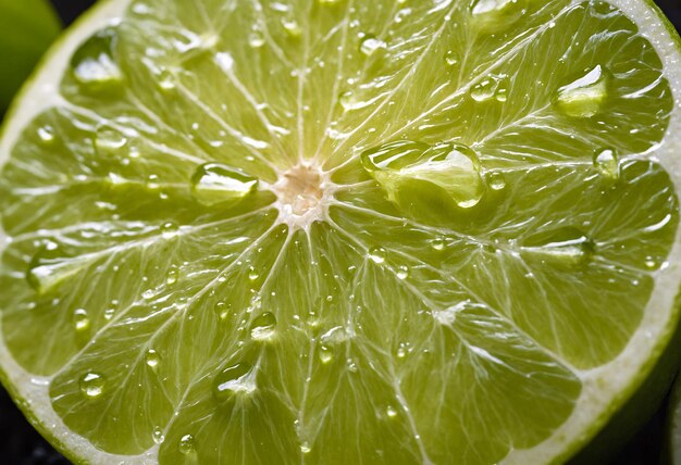 Fresh green lime fruit with visible water drops