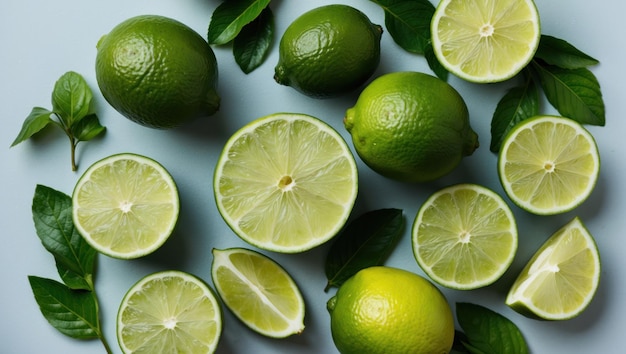 Fresh green limes on a table perfect for culinary uses or cocktail garnishes