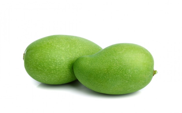 Fresh green mango fruit isolated