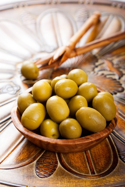 Fresh green olives