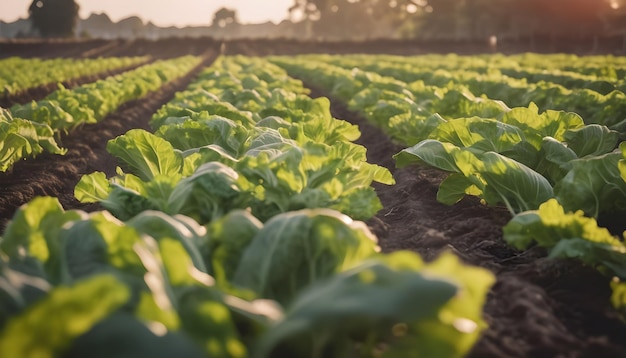 A fresh green organic vegetable plantation