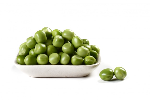 Fresh Green Pea in white plate on white background