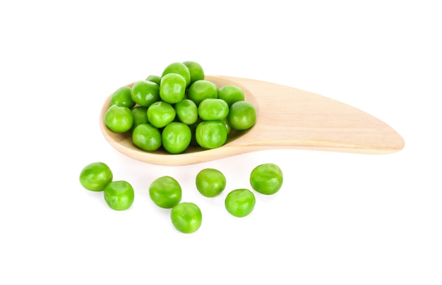 Fresh green peas isolated on a white background