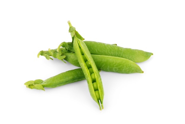 Fresh green peas isolated on a white background