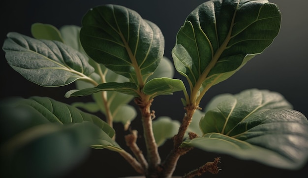 Fresh green plant growth against dark backgrounds generated by AI