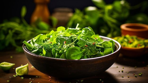 Fresh Green Salad with Spinach Lettuce