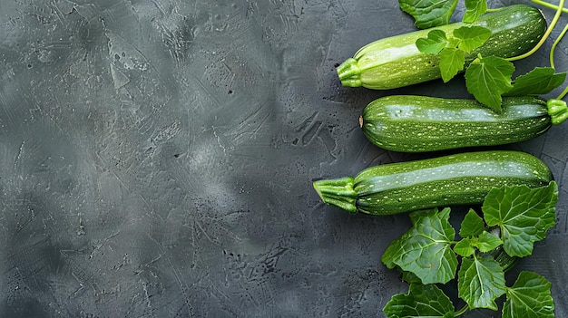 Fresh green zucchini on black background