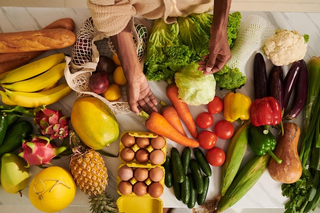 Fresh Groceries on Kitchen Table