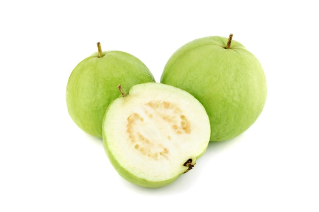 Fresh Guava fruit with leaf isolated