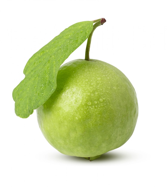 Fresh guava with leaf isolated on white background