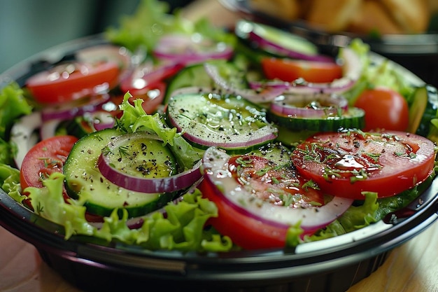 Fresh handcut vegetables a healthy delicious salad prepared