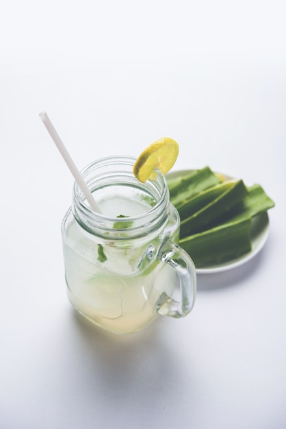 Fresh and healthy Aloe vera juice in a glass