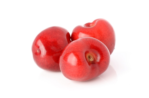 Fresh and healthy cherries on a white isolated